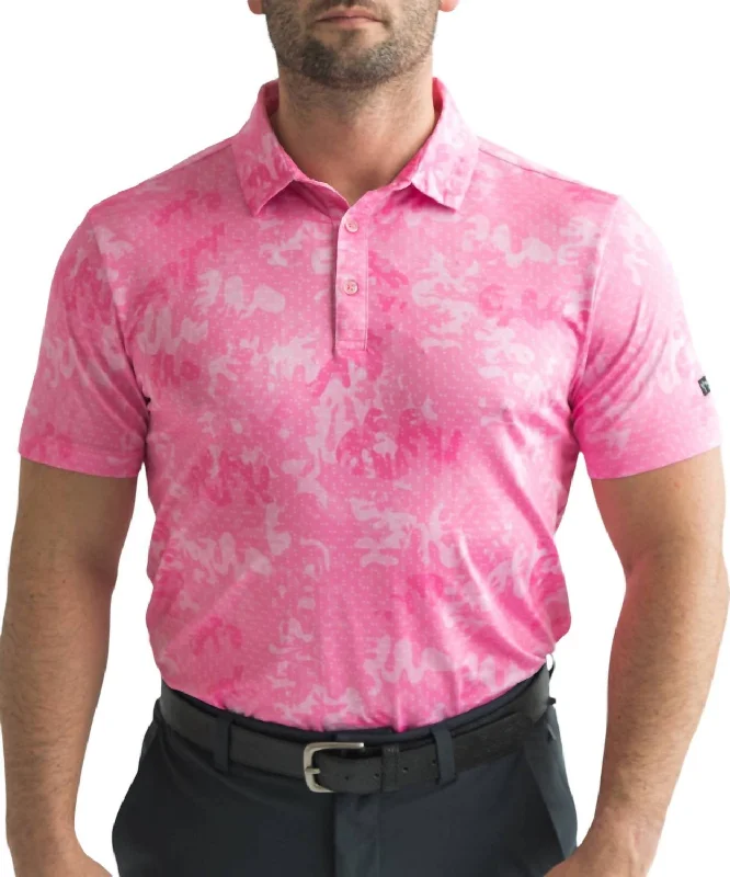 men's classic polo shirts -Golf Polo In Pink Camo