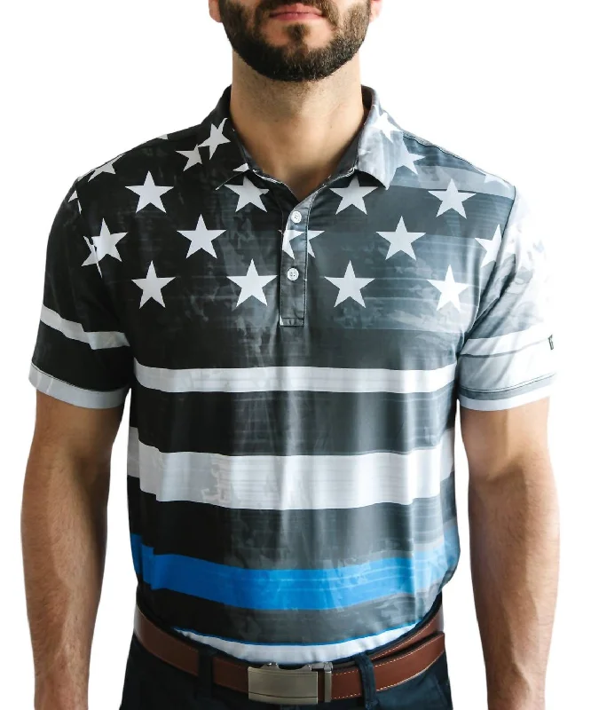 custom-fit polo shirts for men -Golf Polo In Thin Blue Line