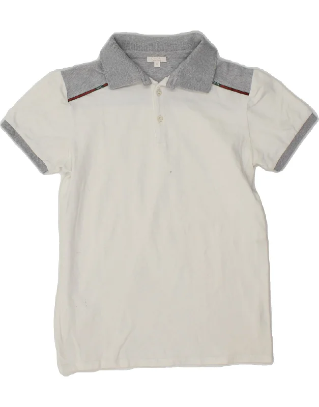 men's patterned polo shirts -GUCCI Boys Polo Shirt 11-12 Years White Colourblock Cotton