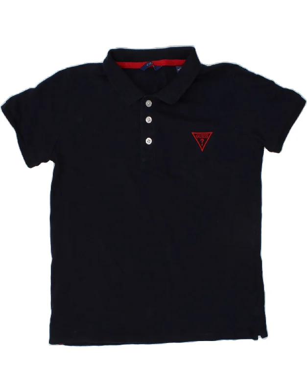 classic fit polo shirts for men -GUESS Boys Polo Shirt 11-12 Years Navy Blue Cotton