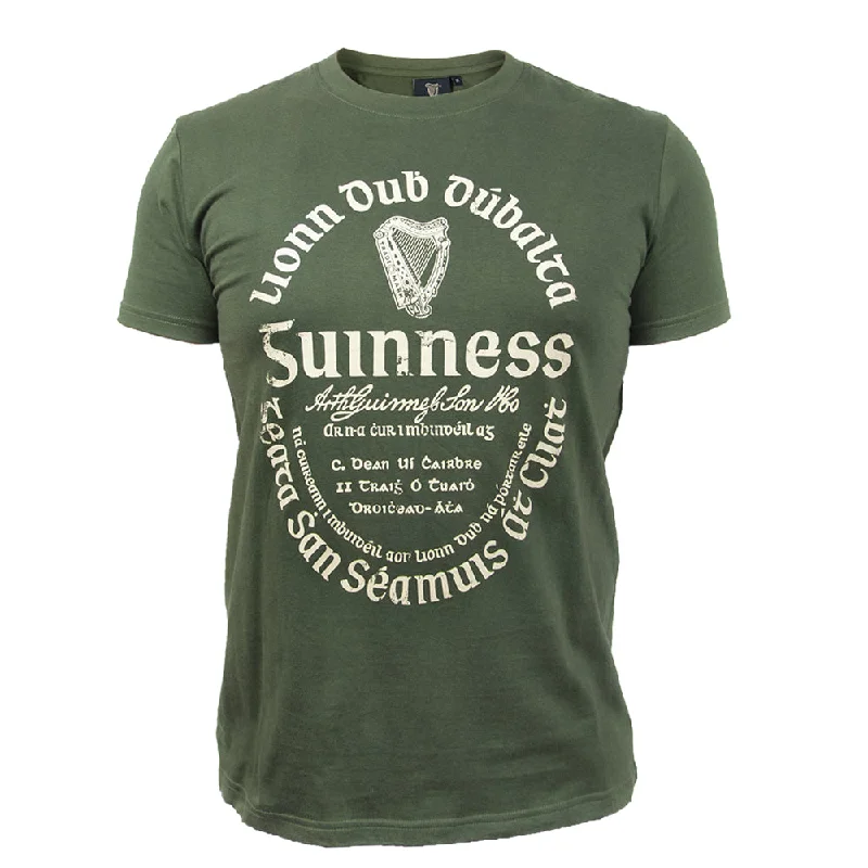 graphic tees for men -Guinness Khaki Green Label T-Shirt