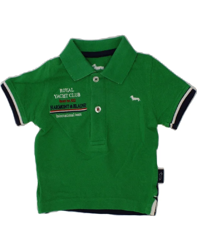 men's classic ribbed polo shirts -HARMONT & BLAINE Baby Boys Graphic Polo Shirt 6-9 Months Green Cotton