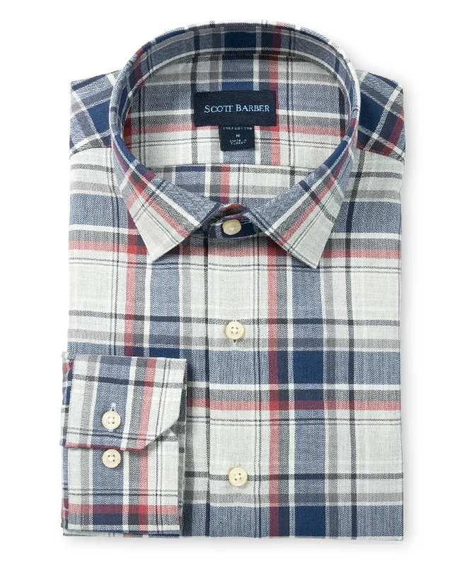 stylish button-down shirts for men -Herringbone Country Plaid, Navy