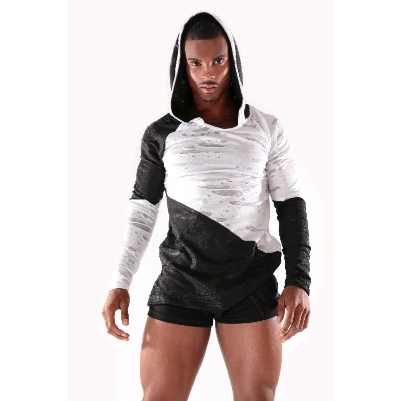 light hoodies for men -High quality Black and White long sleeve with Hoodie and no zipper