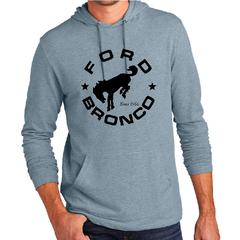 men's hoodies for gym -Hoodie - Mens Ford Bronco Circle - Flint Blue Heather