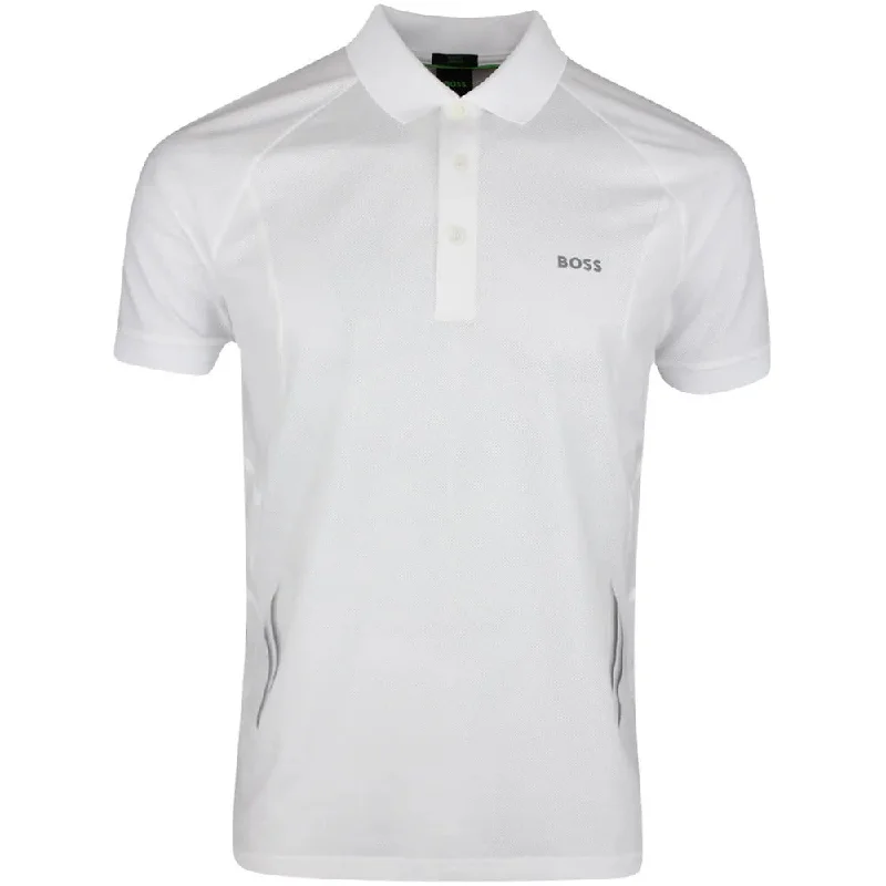 men's embroidered polo shirts -Hugo Boss Men's Piraq Active 1 Training Polo Shirt, White