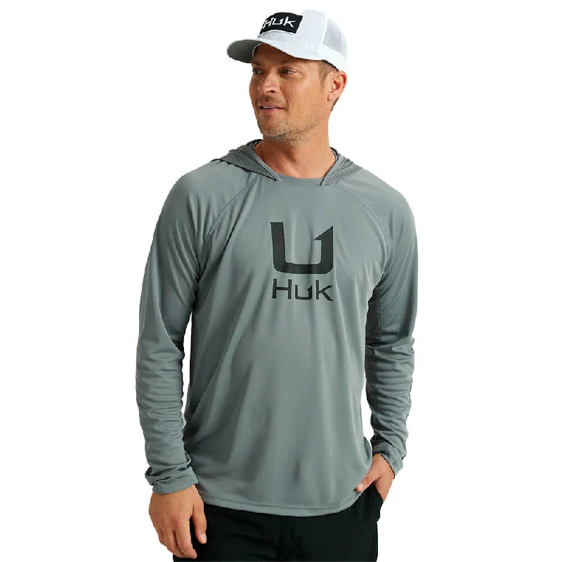 men's long sleeve sweatshirts -Huk Performance Icon Long Sleeve Hoodie T-Shirt - Night Owl