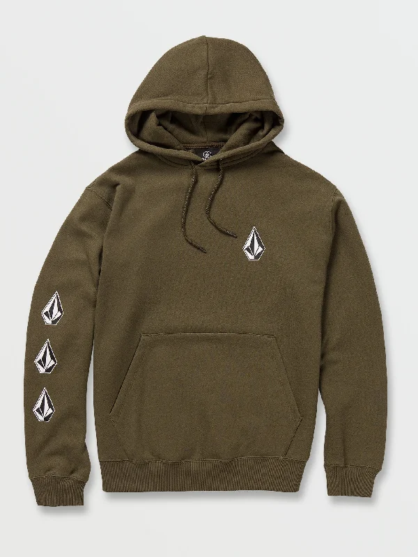 men's hoodies for outdoor activities -Iconic Stone Pullover Hoodie - Military