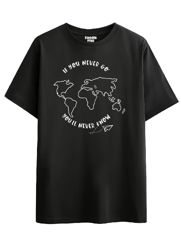 men's printed logo t-shirts -If you never go you'll never  know Plus Size T-Shirt