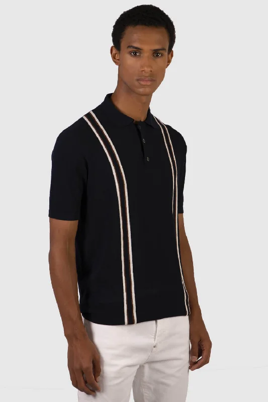 classic fit polo shirts for men -Inimigo Lion Stripes Knitwear Polo