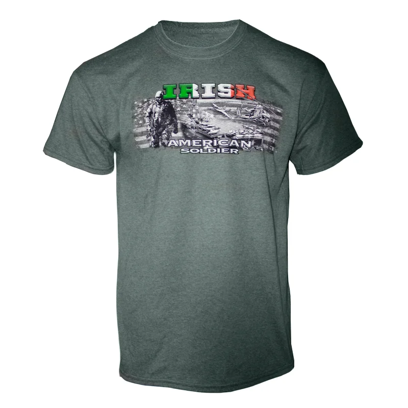 stylish short-sleeve t-shirts -Irish American Soldier T-Shirt