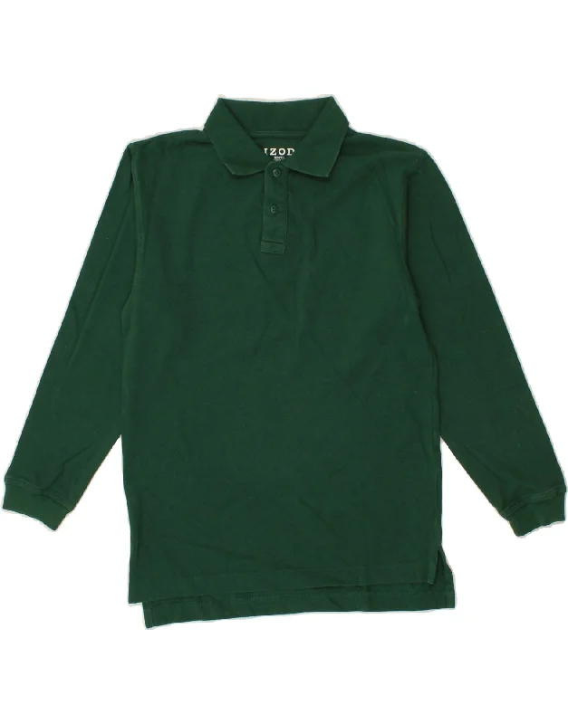 men's designer polo shirts -IZOD Boys Long Sleeve Polo Shirt 10-11 Years Medium  Green Cotton