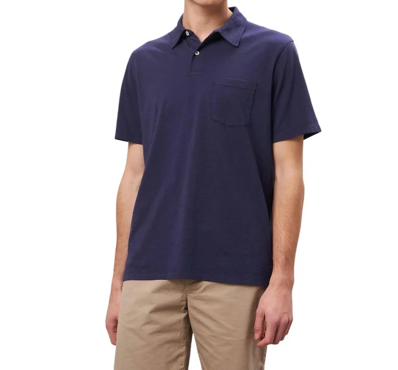 men's polo shirts with mesh back -Jersey Polo In Navy