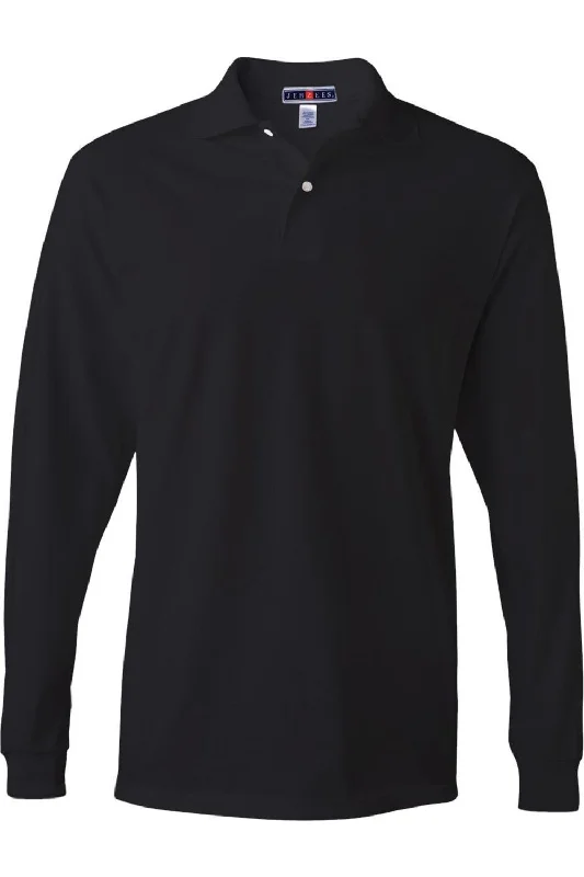 men's casual pique polo shirts -JERZEES SpotShield 50/50 Long Sleeve Polo