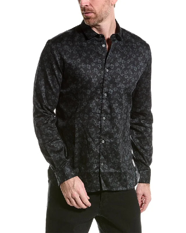 trendy long-sleeve shirts for men -John Varvatos Ross Slim Fit Sport Shirt