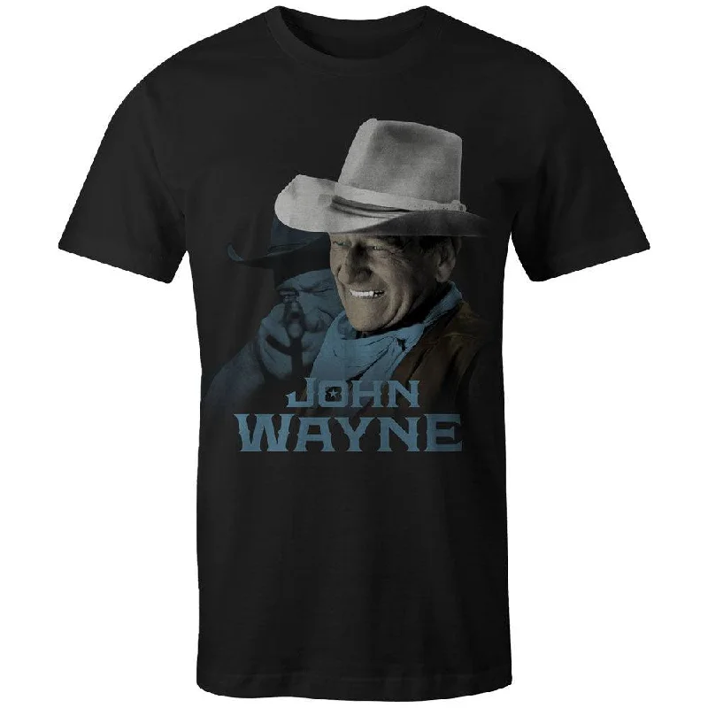 men's stylish v-neck tees -"John Wayne" Black T-shirt