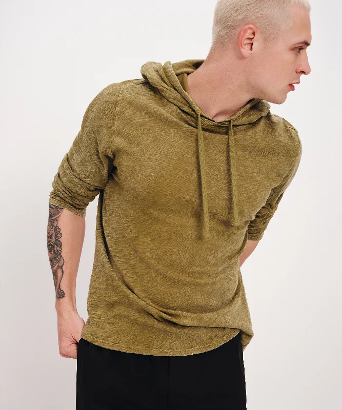 eco-friendly hoodies for men -Slub Jersey with Chroma Wash Long Sleeve Hoodie - Juniper