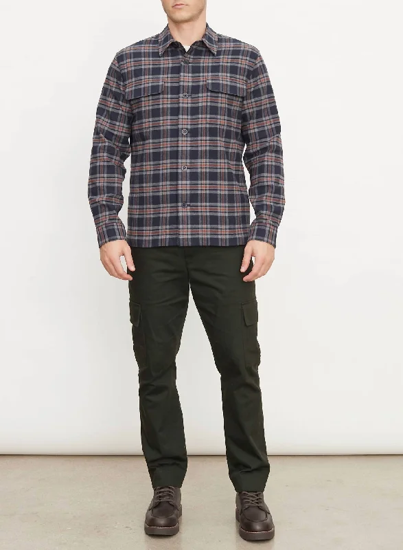 men's versatile shirts for work -Kingston Plaid Shirt In Coastal Blue/brickman Red