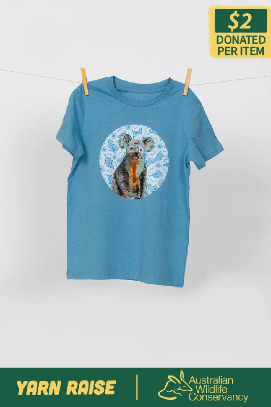 men's soft cotton t-shirts -Koala (Gurrburr) 'Australian Wildlife Conservancy' Carolina Blue Cotton Crew Neck Kids T-Shirt