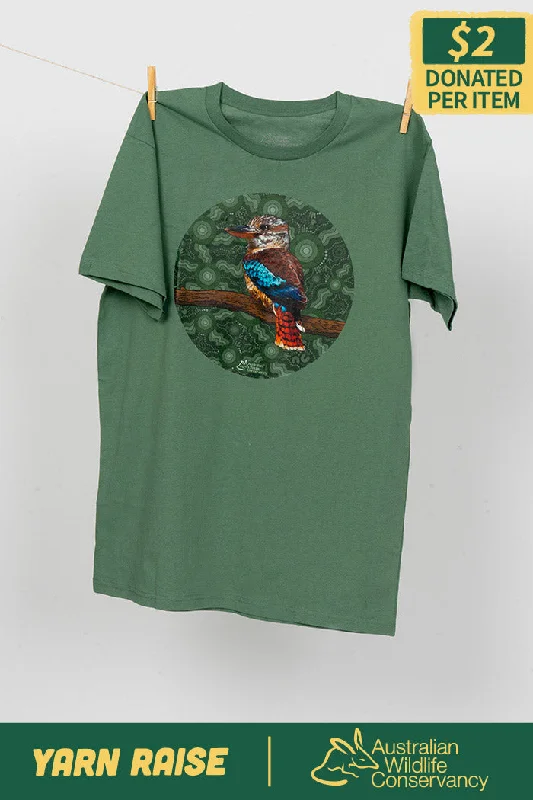 plain t-shirts for men -Kookaburra (Durdilapka) 'Australian Wildlife Conservancy' Sage Cotton Crew Neck Unisex T-Shirt