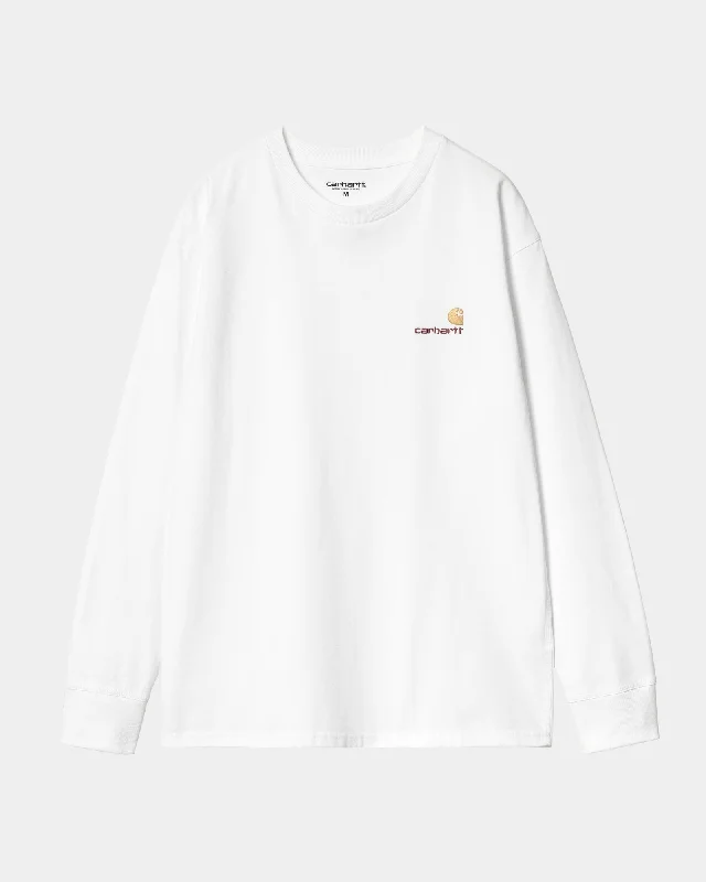 men's white t-shirts -American Script Long Sleeve T-Shirt | White