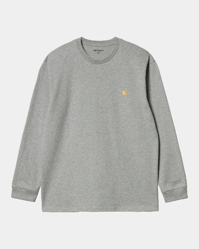 men's casual printed tees -Chase Long Sleeve T-Shirt | Grey Heather