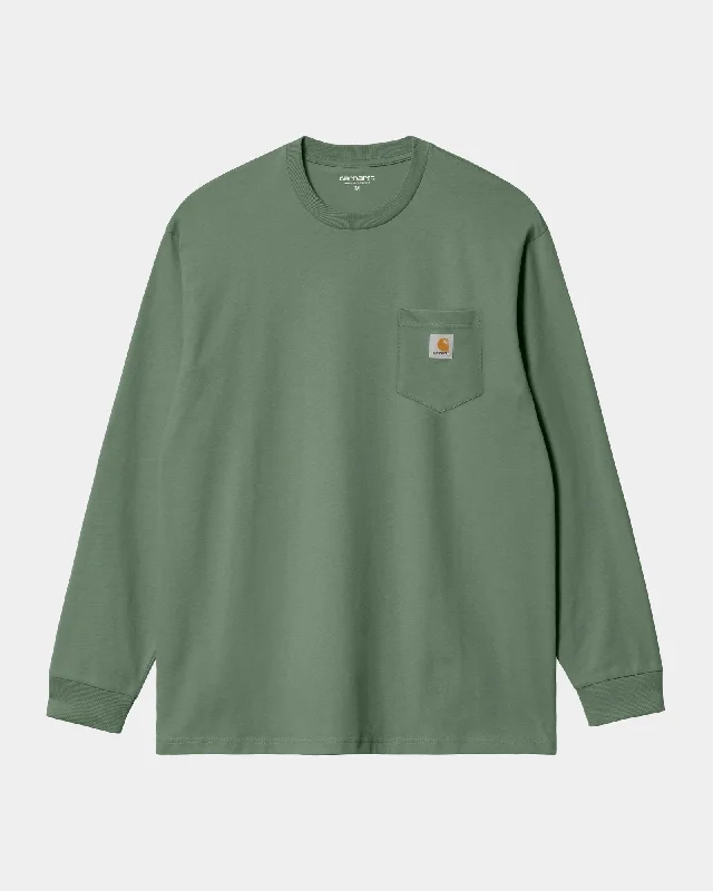 men's casual short-sleeve t-shirts -Long Sleeve Pocket T-Shirt | Duck Green