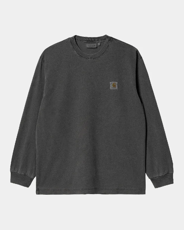 men's round neck t-shirts -Vista Long Sleeve T-Shirt | Graphite