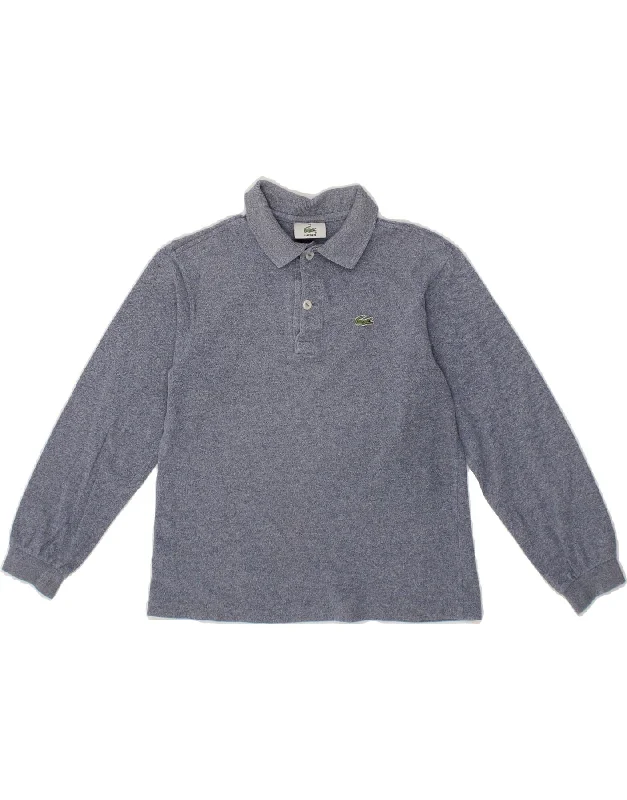 breathable long sleeve polo shirts -LACOSTE Boys Long Sleeve Polo Shirt 9-10 Years Blue Flecked Cotton