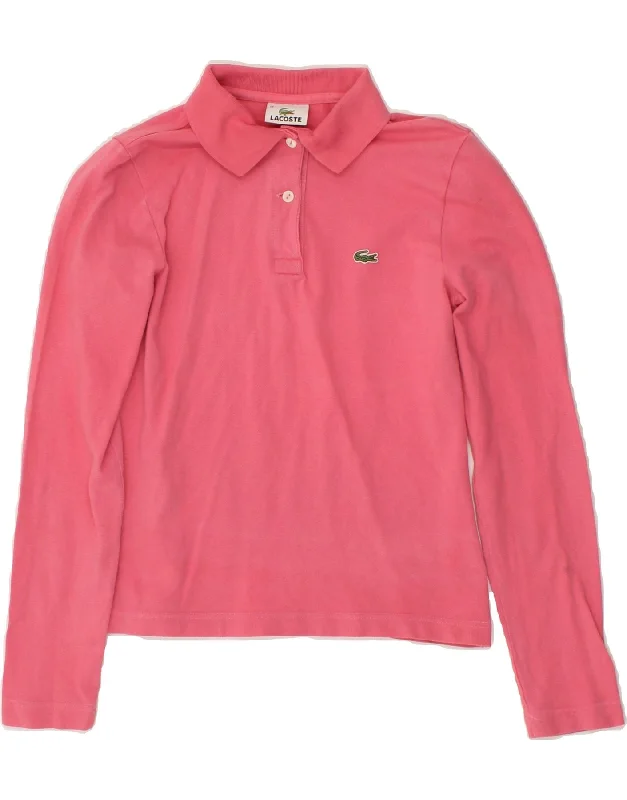 lightweight polo shirts for sports -LACOSTE Girls Long Sleeve Polo Shirt 13-14 Years Pink Cotton