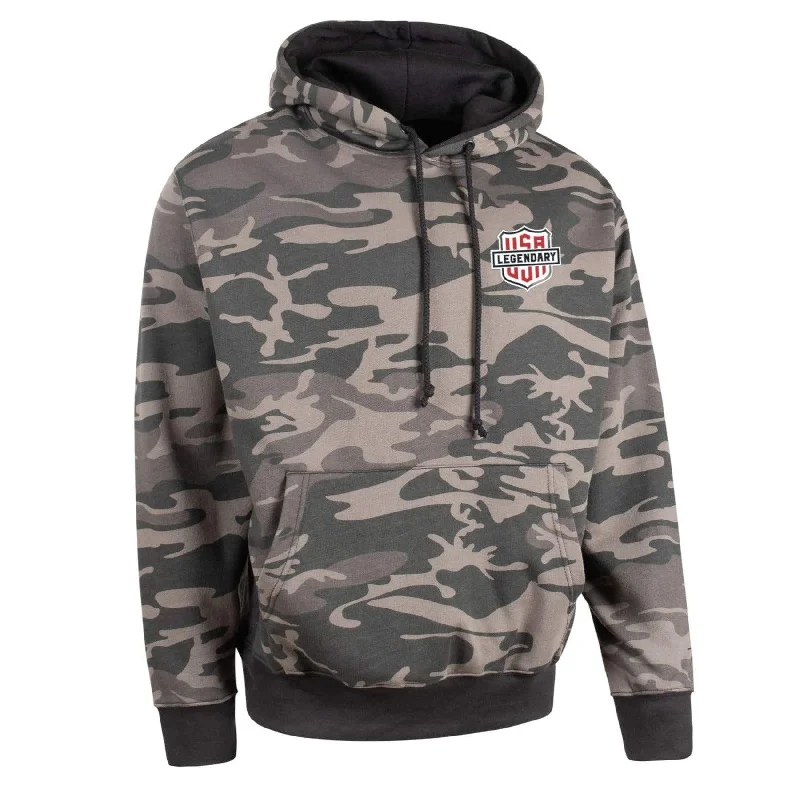 men's casual sweatshirts -Legendary 'Sniper' 8.3 Oz. Fleece Lined Camo Motorcycle Hoodie