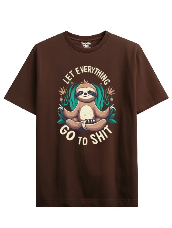 men's crew neck printed t-shirts -Let Everything Go To Shit Plus Size T-Shirt