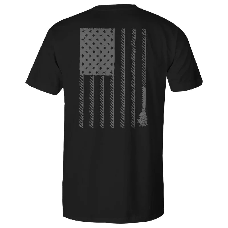 eco-friendly t-shirts for men -"Liberty Roper" Black w/Flag Pocket T-shirt