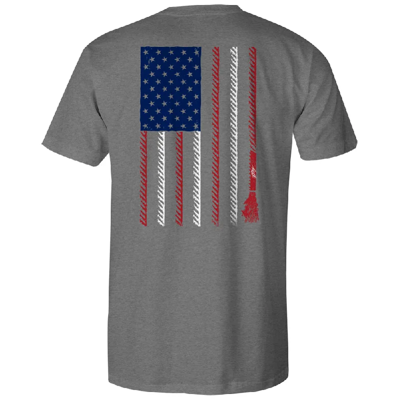 men's vintage t-shirts -"Liberty Roper" Grey w/ Flag Pocket T-Shirt