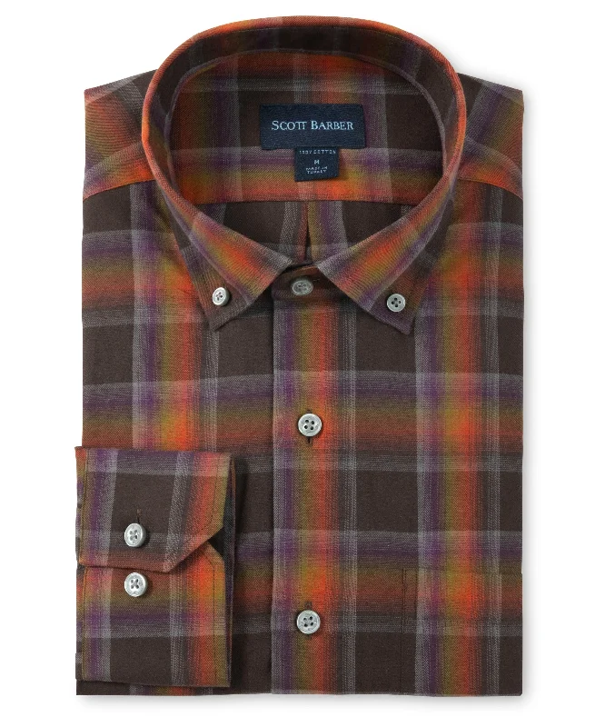 men's plaid button-up shirts -Lightweight Flannel Bold Plaid, Carbon