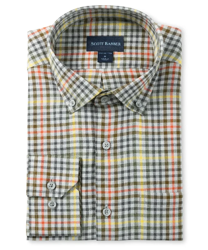 men's colorful shirts -Lightweight Twill Plaid, Grey Heather