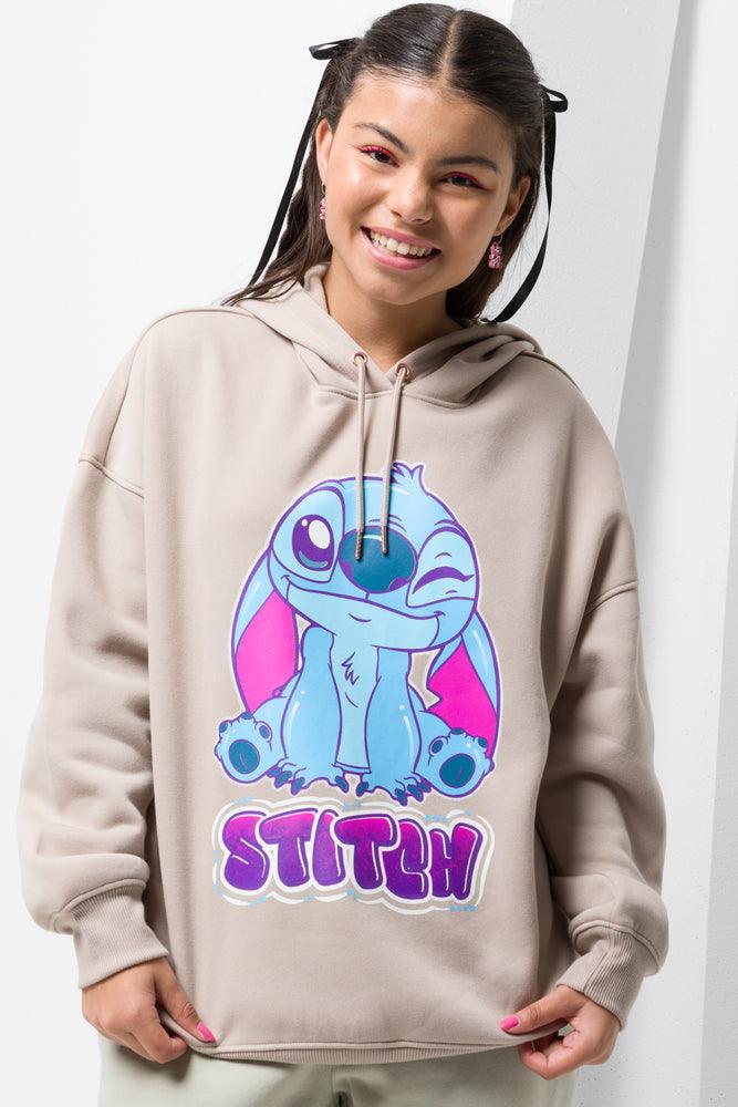 men's oversized sweatshirts -Lilo & Stitch Oversized Hoodie Natural