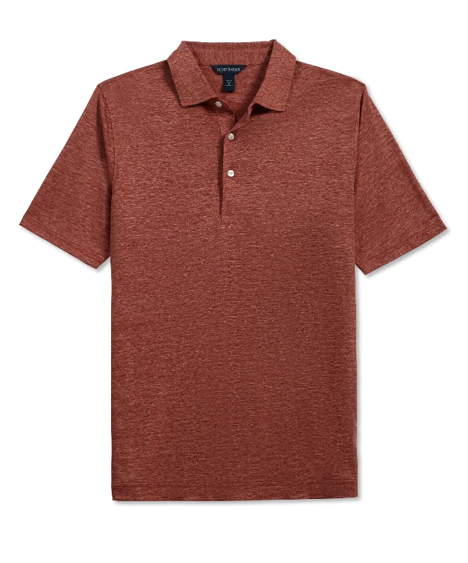 men's luxury cotton polo shirts -Linen Mélange Polo, Spice