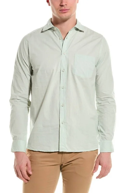 men's linen shirts -Long Sleeved Brooks Shirt In Green