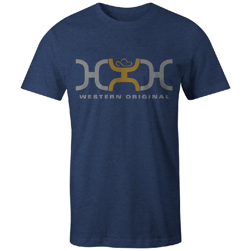 men's retro t-shirts -"Loop" Navy w/Grey/Mustard Logo T-shirt