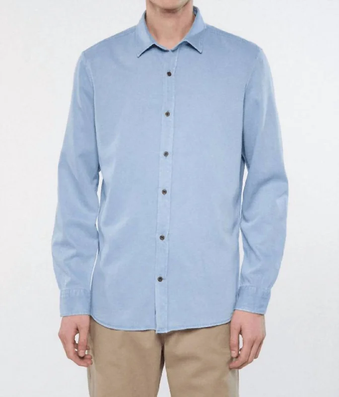 men's everyday button-up shirts -Luxe Long Sleeve Shirt In Blue