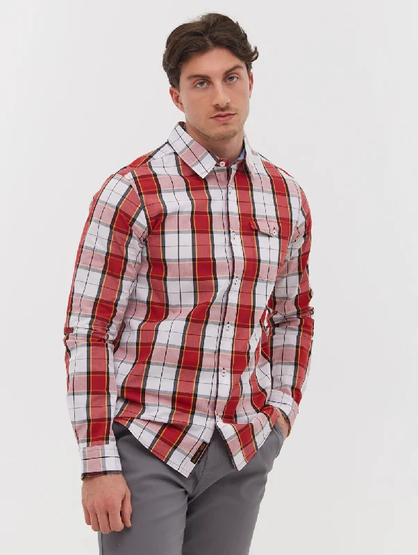 men's easy-care button-down shirts -Marcin Long Sleeve Check Shirt