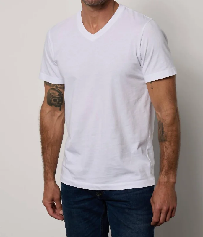 men's fashion-forward t-shirts -Marshall V Neck Tee In White