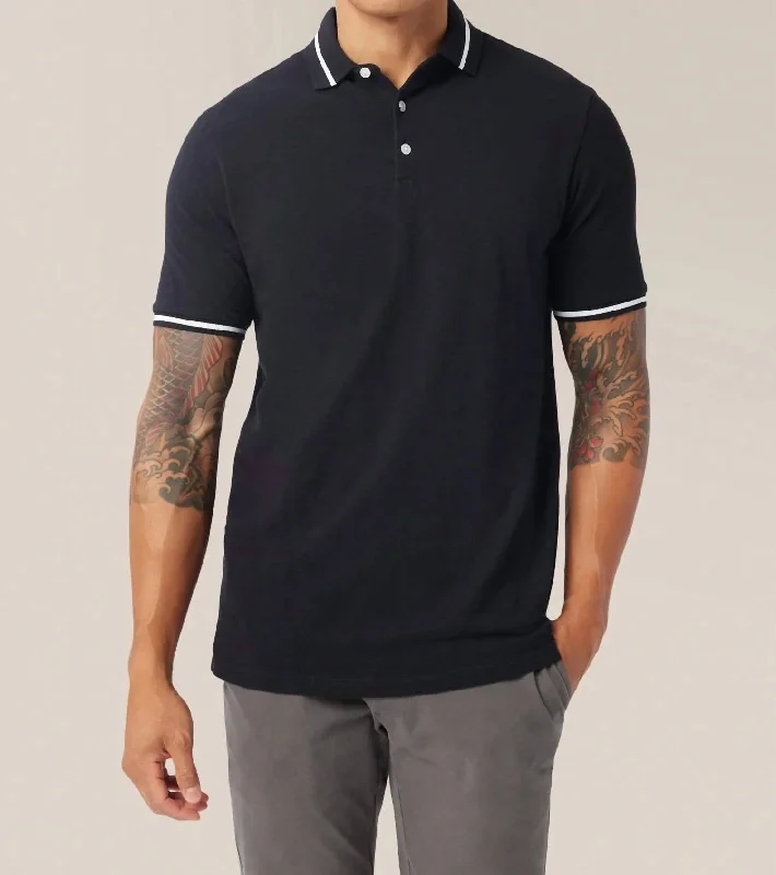 men's breathable short sleeve polo shirts -Match Point Polo In Black