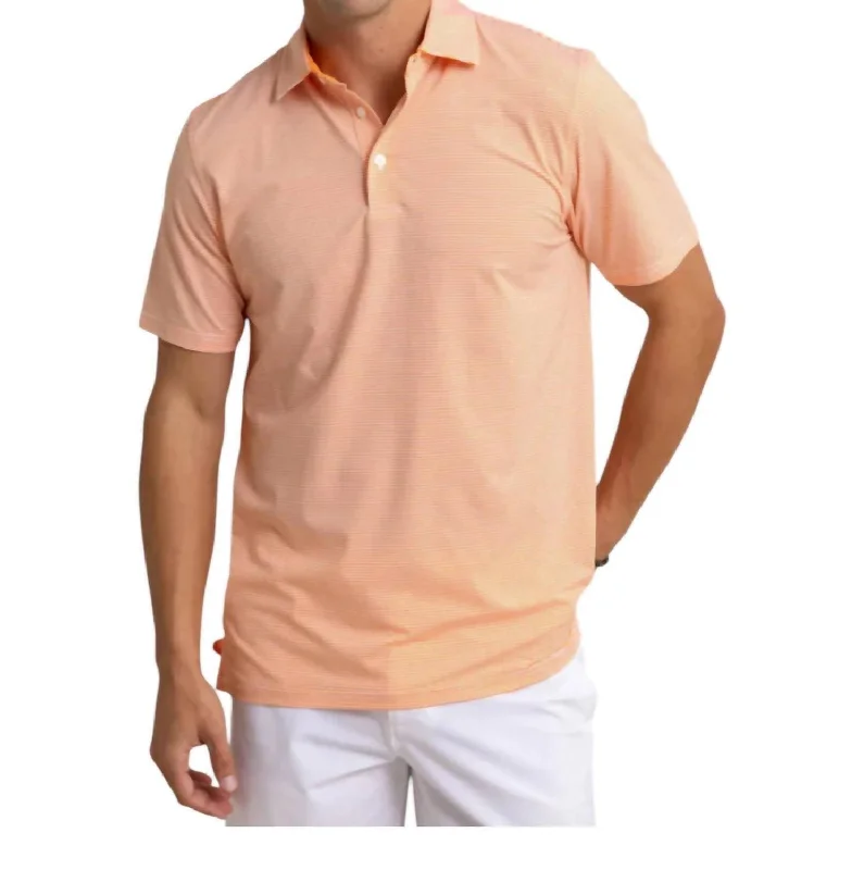 men's sport performance polo shirts -Meadowbrook Stripe Polo In Tangerine Orange