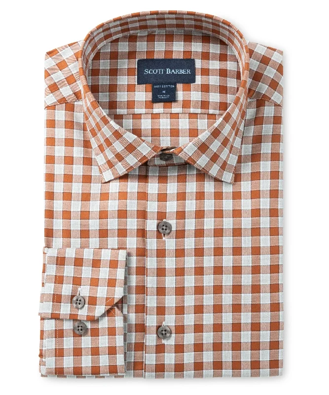 men's comfortable formal shirts -Melange Exploded Check, Auburn