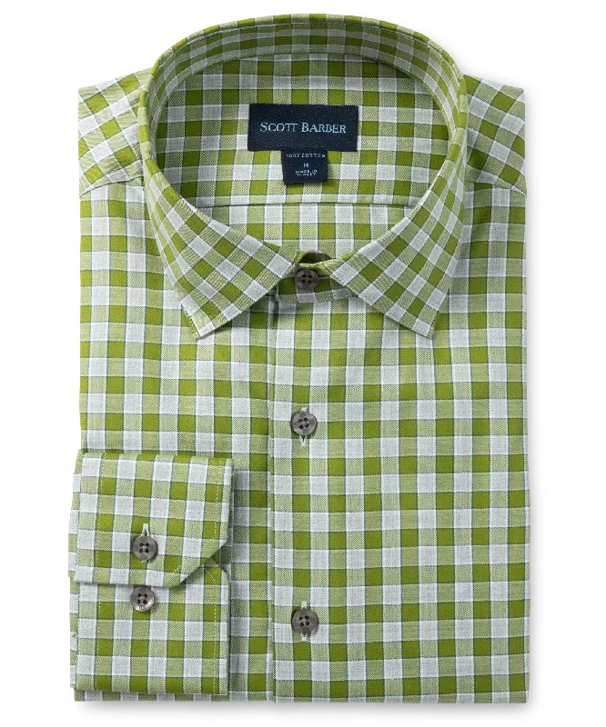 men's easy-care shirts -Melange Exploded Check, Grass