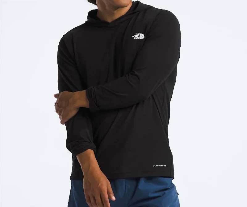 men's long sleeve hoodies -Men’S Adventure Sun Hoodie Top In Black