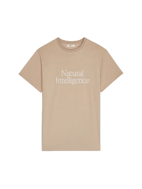 men's crew neck printed t-shirts -Mens 365 Natural Intelligence T-Shirt—mirage beige