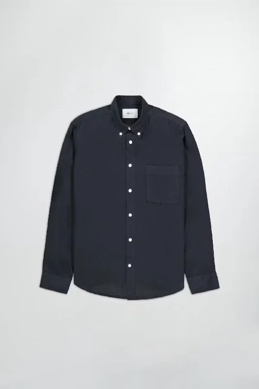 men's linen shirts -Men's Arne Button Down Shirt In Black